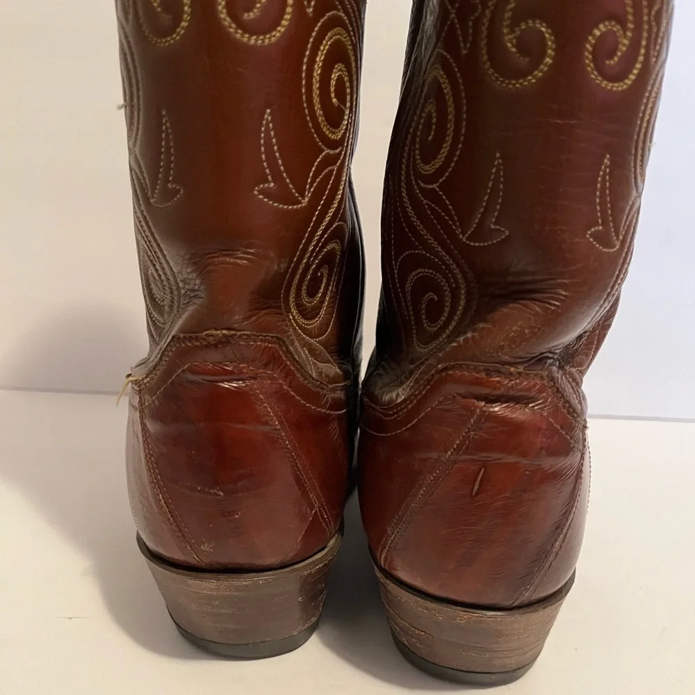 Men's Brown Style 08207 Leather Justin Cowboy Boots Sz 8.5 D